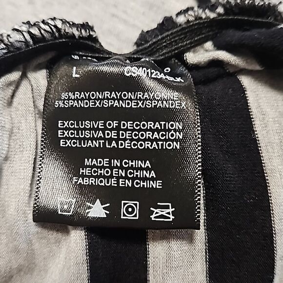 Christian Siriano Dress Asymmetrical Gray w/Black Stripes Size L - Picture 14 of 15